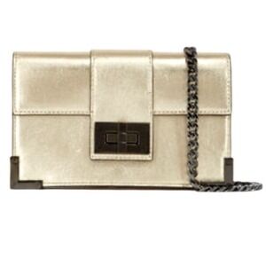 The Kooples Clutch Wallet‎ Emily Champagne Gold Leather Chain Strap